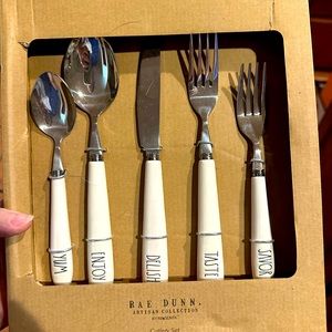 NEW! Rae Dunn silverware, white handles. New without tags, never used!